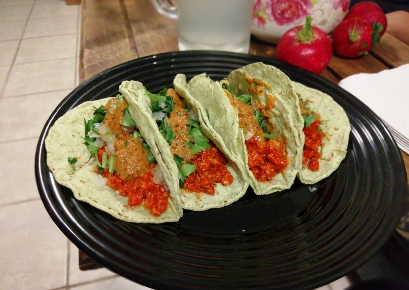 Tacos de soya al pastor (fácil y rápido)