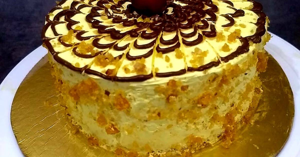 Butterscotch Vanilla Cake in Buttercream (Eggless) - Ovenfresh
