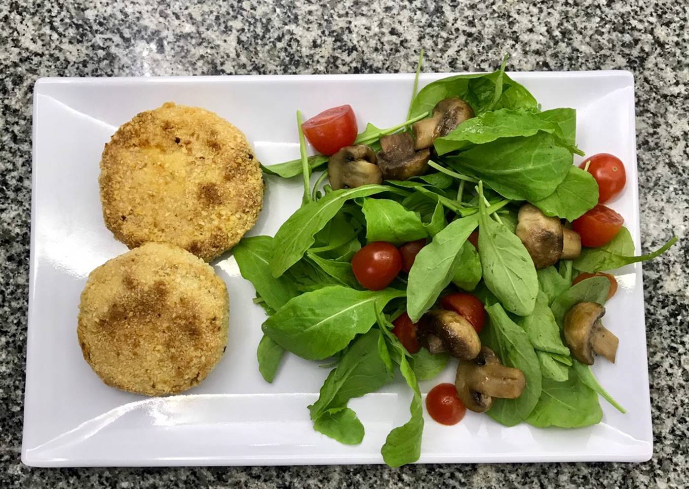 Milanesas de calabaza con ensalada (simple)