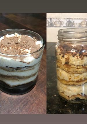 Una foto de Avena de tiramisú 🥣 ideal para llevar a cualquier lado🎒