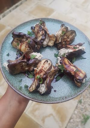 A picture of Stuffed aubergine (vegan).