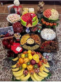 عکسی از دستور سفره یلدای ۹۹😍🍉🍎🍩