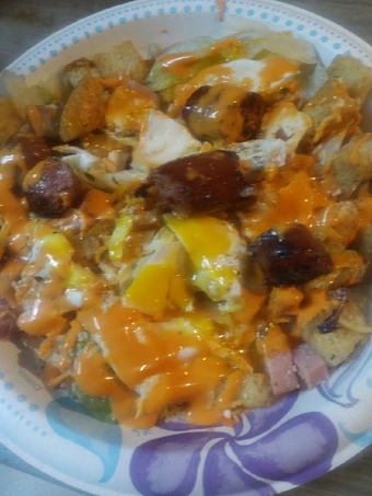 Easy Steps to Make Recipe Breakfast Salad/ A Hot Mess that is Delicious, Tasty}