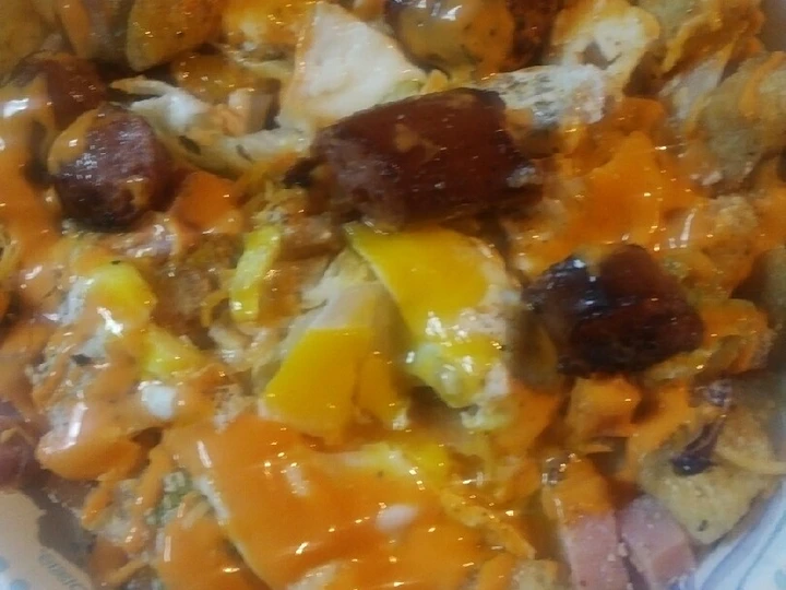 Easy Steps to Make Recipe Breakfast Salad/ A Hot Mess that is Delicious, Tasty}