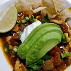 A picture of Southwest-style chicken soup.