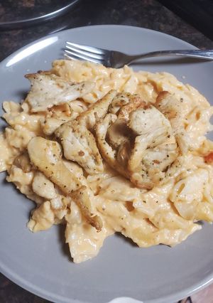 Una foto de Pasta penne a la crema