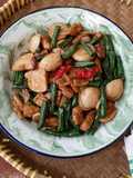 Tumis Bakso Tempe Kacang Panjang