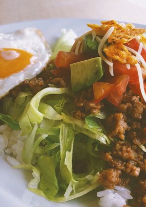 A picture of Taco Rice: Local dish from Okinawa, Japan.