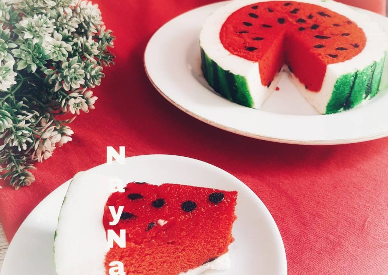 Watermelon Pudding Cake (Kue Pudding Semangka)
