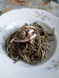 Spaghetti with Squid Ink, Liver, and Eggs