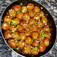 A picture of Meat balls roasted in spicy sauce!.