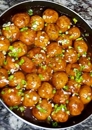 A picture of Meat balls roasted in spicy sauce!.