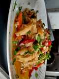 Mondongo chauchas al Wok