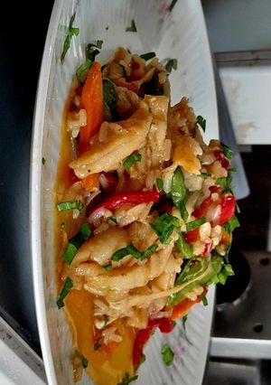Una foto de Mondongo chauchas al Wok