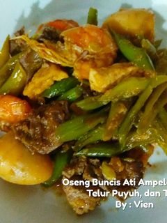 Foto resep Oseng Buncis Ati Ampela, Udang, Telur Puyuh, dan Tahu