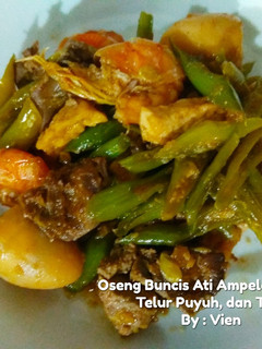 Foto resep Oseng Buncis Ati Ampela, Udang, Telur Puyuh, dan Tahu