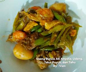 Fresh, Memasak Oseng Buncis Ati Ampela, Udang, Telur Puyuh, dan Tahu Mantul Banget