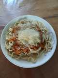 Pasta fresca spaghettis con salsa de tomate 🍅