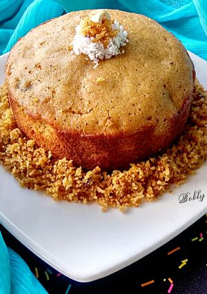 A picture of Urad dal jaggery cake baked poda pitha.