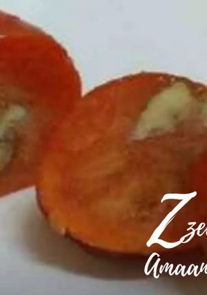 A picture of Frozen Persimmons with stuffed Walnuts.