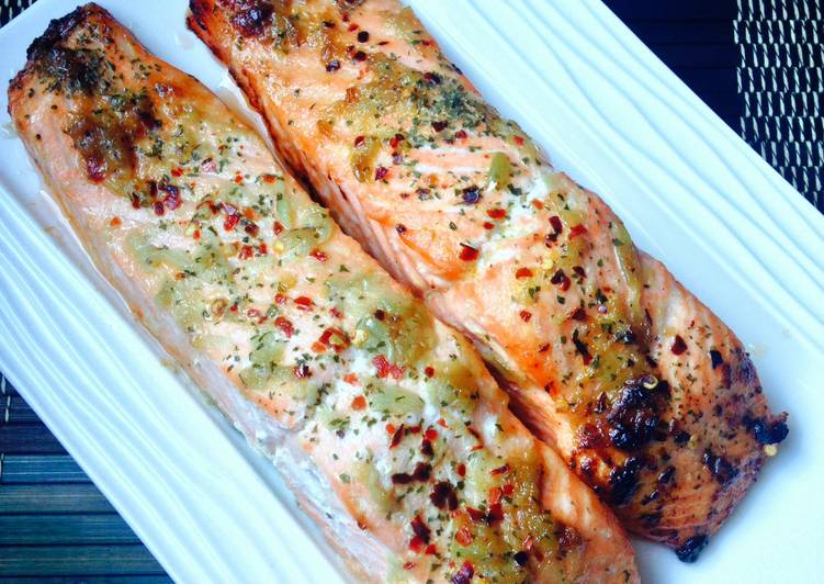 Steps to Prepare Super Quick Homemade Garlic Butter Salmon