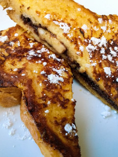 A picture of Nutella and banana French toast.