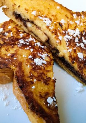 A picture of Nutella and banana French toast.