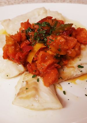 A picture of My Cod and Basil Tomato Salsa.
