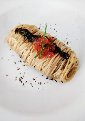 A picture of Cold angel hair pasta.