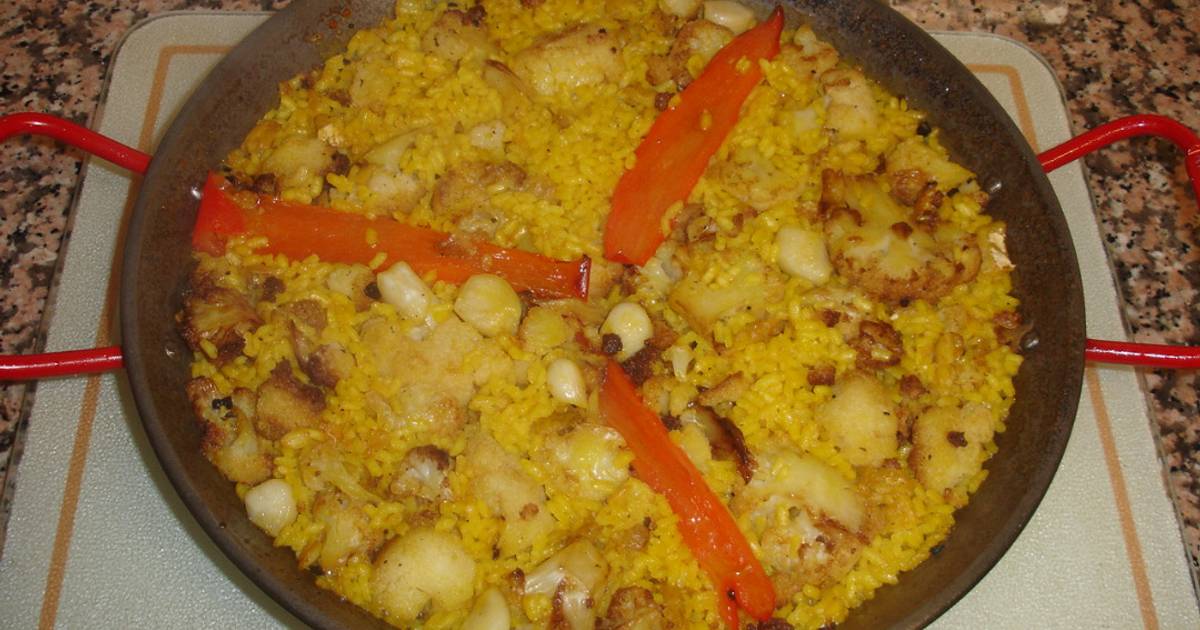 Paella de coliflor y bacalao Receta de Kiko Cookpad