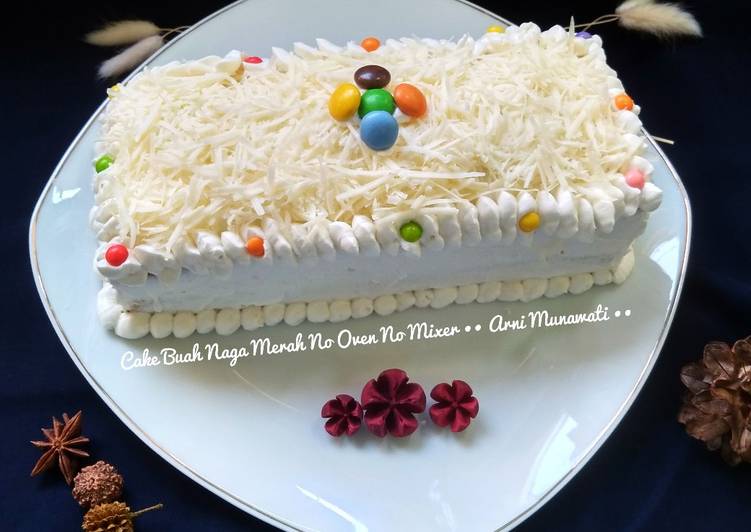 Resep Cake Buah Naga Merah No Oven No Mixer, Sempurna