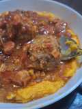 Meatballs with Dehydrated Vegetables and Tomato Sauce