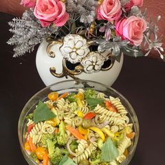 Veggie Pesto Pasta Cold Salad A picture of Veggie Pesto Pasta Cold Salad.