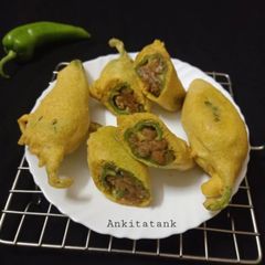 A picture of Leftover makeover kutchhi Dabeli chilli Bhajiya (pakoda).