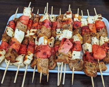 How To Serving Recipe Halloumi and Watermelon skewers Delicious Nutritious