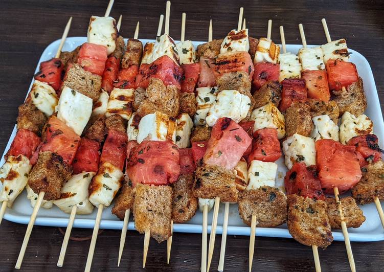 Halloumi and Watermelon skewers