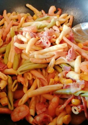 Baconos garnélás tészta recept fotója