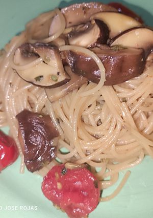 Una foto de Spaghettini con setas