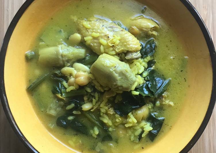 Arroz caldoso, con espinacas