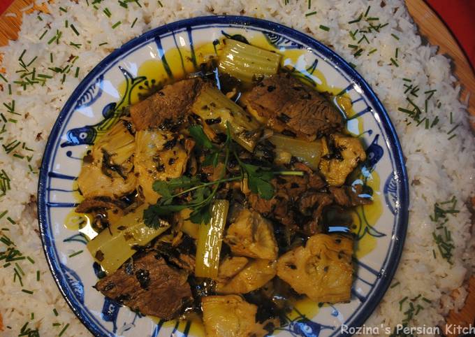Persian artichoke and celery stew recipe main photo