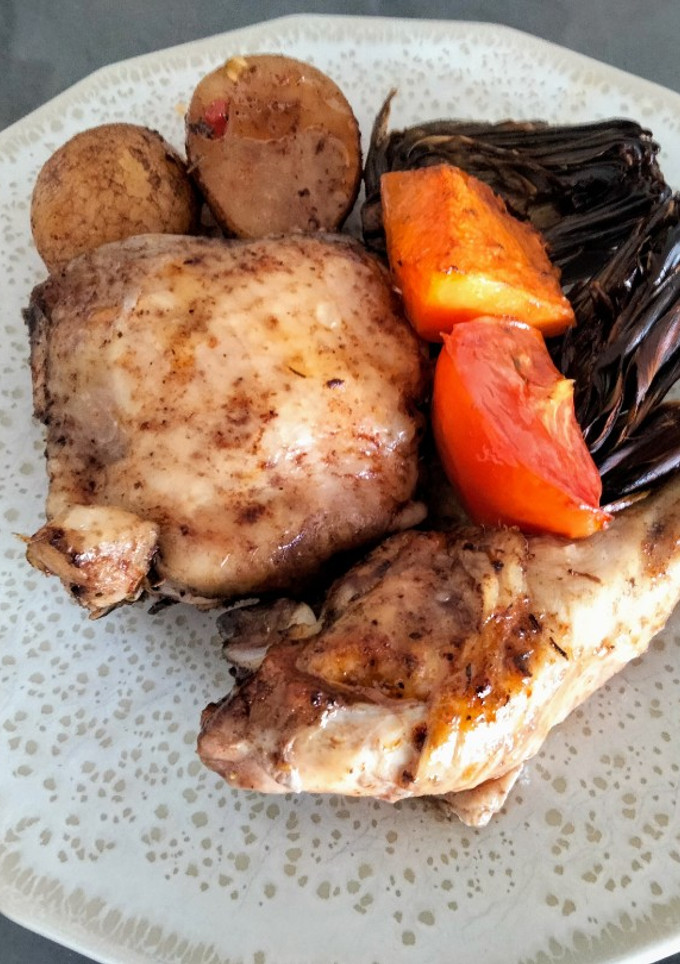 Una foto de Pollo al horno barbacoa