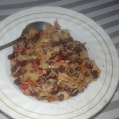A picture of Mixed githeri with cabbage.