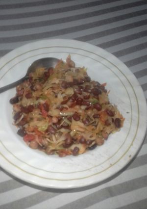 A picture of Mixed githeri with cabbage.