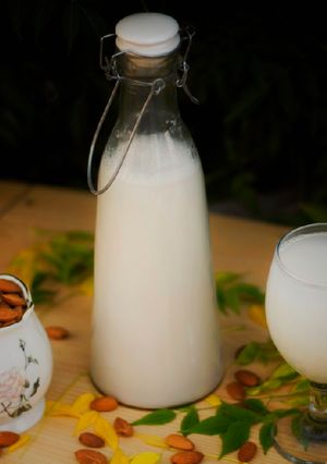 A picture of Sharbat-e-badam (Almond drink).