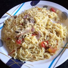 A picture of Sardines and Spicy Noodles.