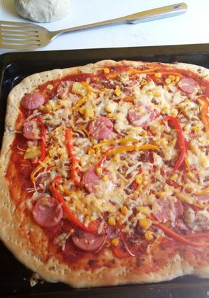 A picture of Garlic pizza.