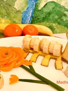 नारंगी, केले की डिजाइन प्लैटर्स (anrangi kele ki designer plates recipe in Hindi) रेसिपी मुख्य फोटो