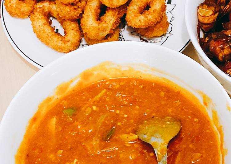 Cumi goreng tepung saus padang