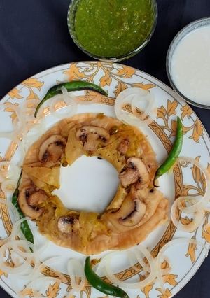 A picture of Three layered Matar Mushroom Paratha.