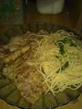 Marineras con fideos con pesto